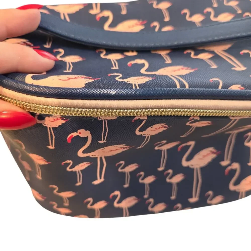 Clementine & Jane Flamingo Print Makeup Toiletries Dop Kit Lined Zipper Bag
